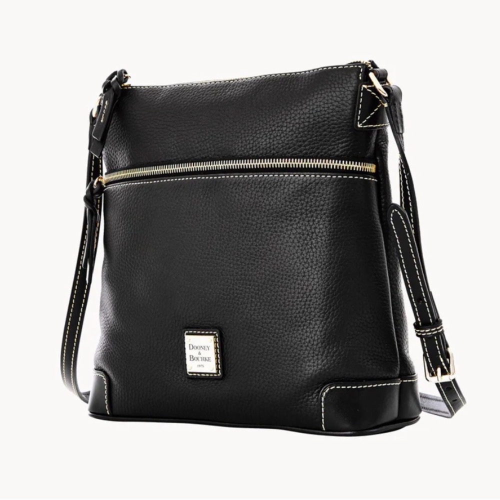 Dooney & Bourke Black Pebbled Leather Crossbody with Gold Hardware